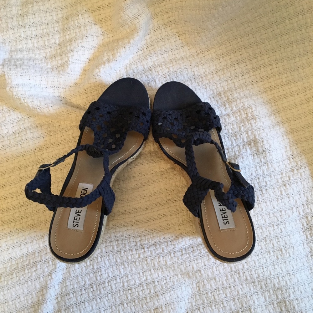 Navy Steve Madden Wedge Shoe - Picture 4 of 5